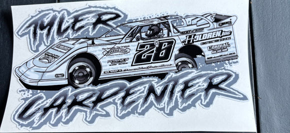 B&W name & car decal