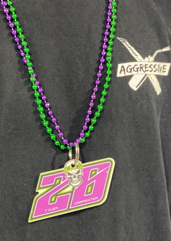 Mardi Gras 28 bead necklace - Purple/Green