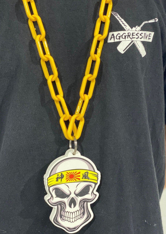 Kamikaze Skull Necklace - yellow chain